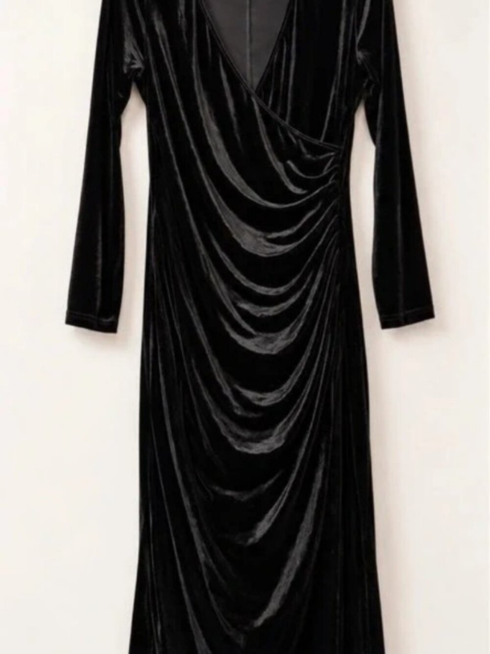 Black Velvet Ruched Maxi Dress